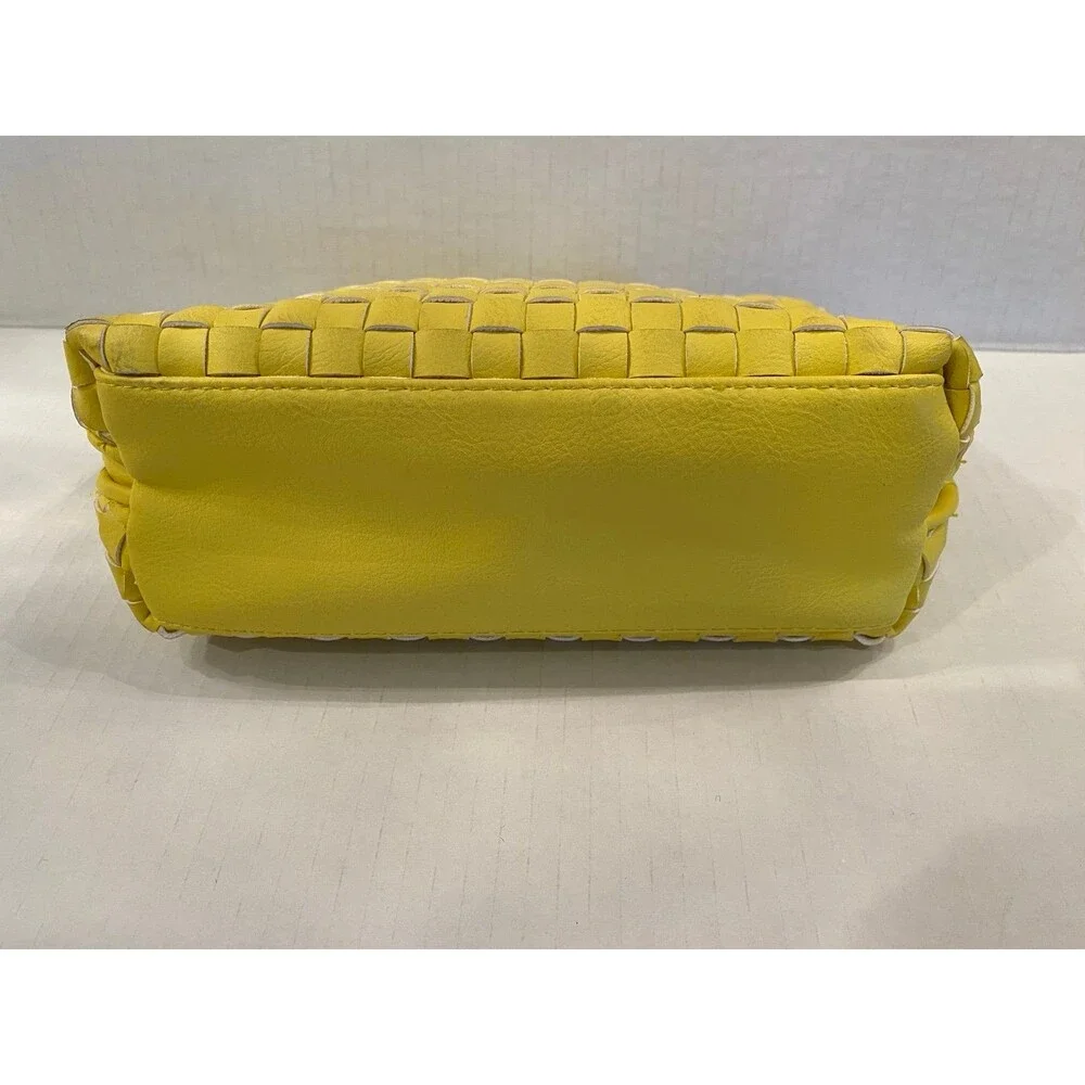 Merona Makeup Bag‎ Unique Bright Yellow Woven Design Cosmetic Purse Zipper Top